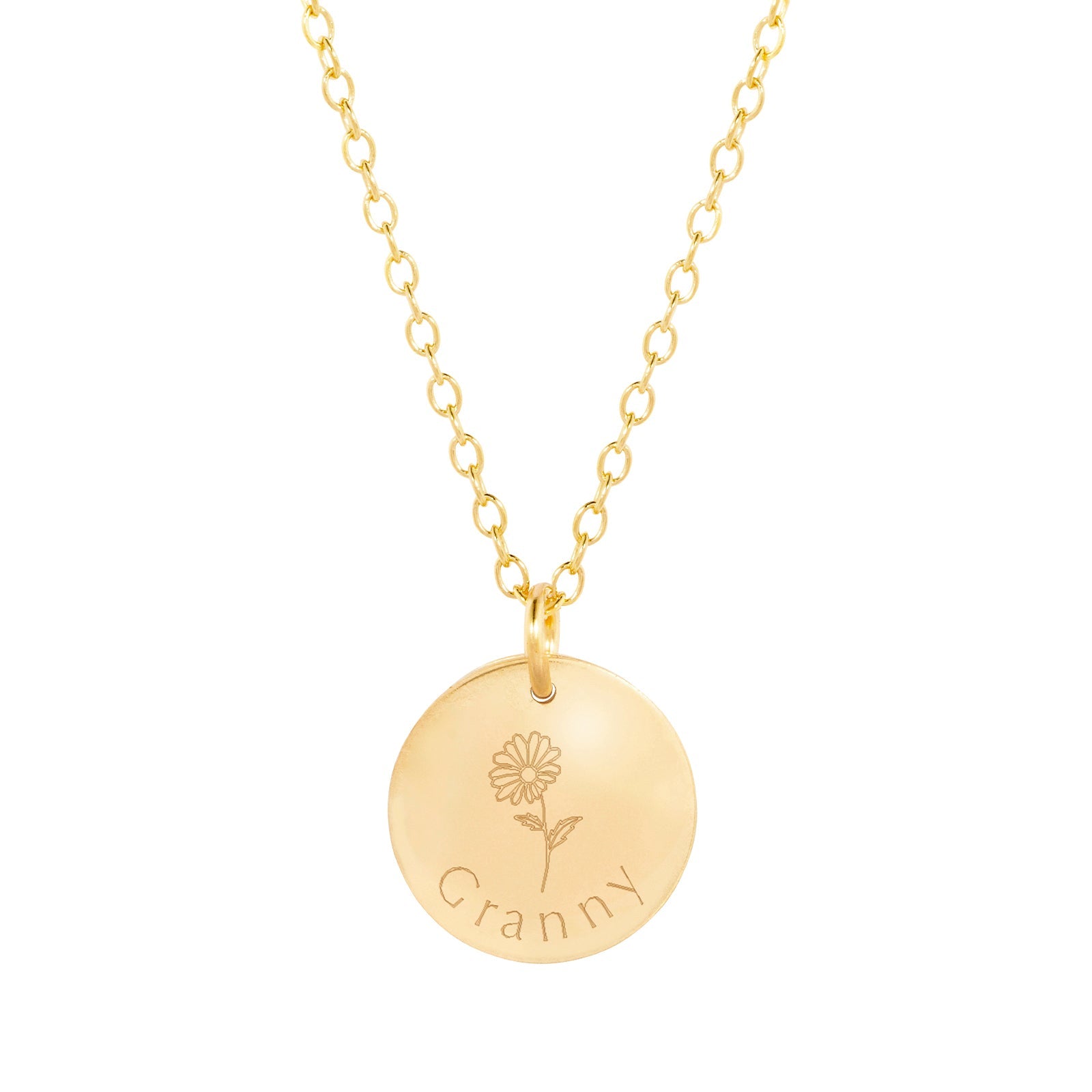 personalised grandmother necklace gold front 