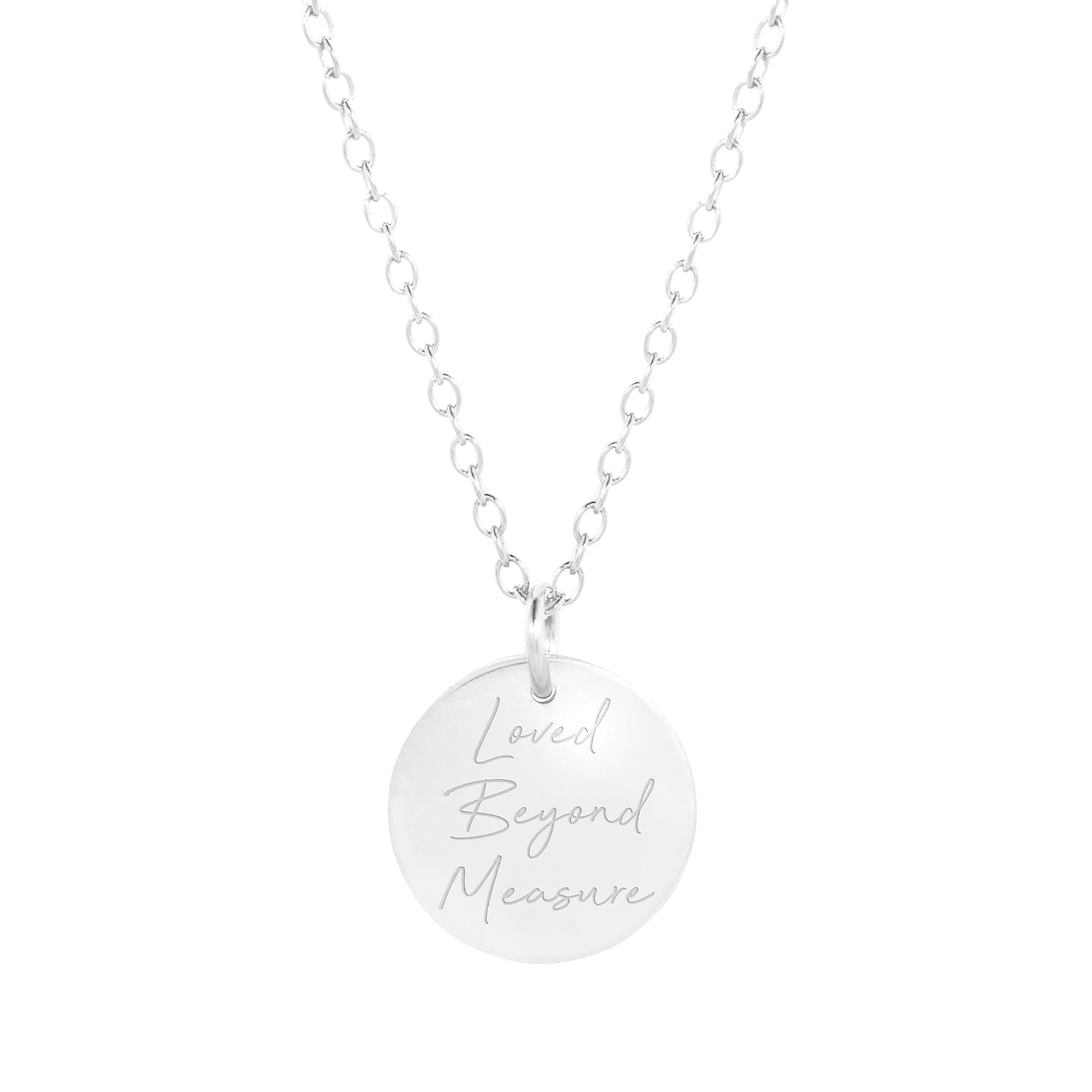 Sterling silver personalised grandmother necklace, back view.