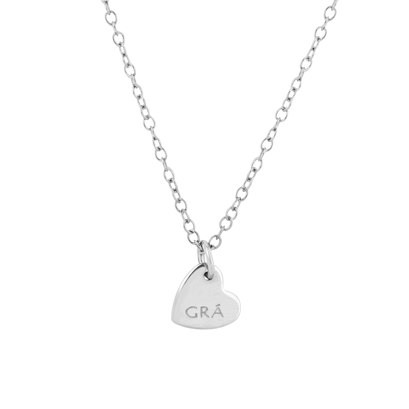 silver heart initial necklace engraved 