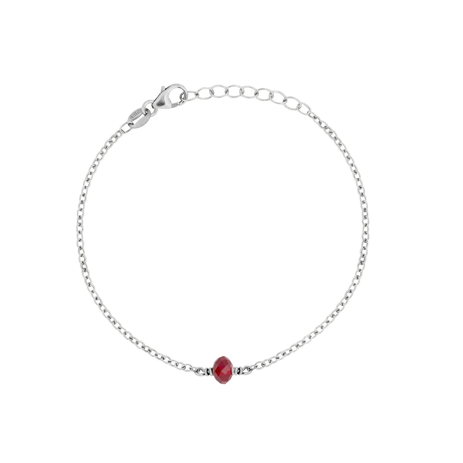 july birthstone bracelet silver with ruby crystal 