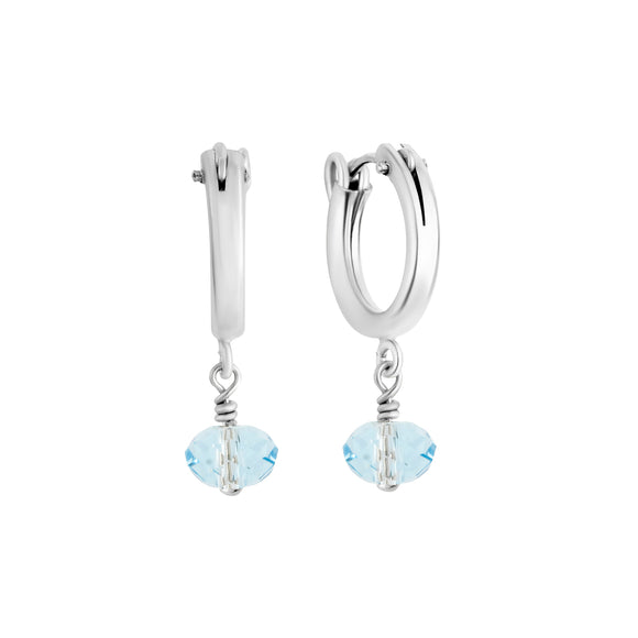 March Birthstone Hoop Earrings Silver