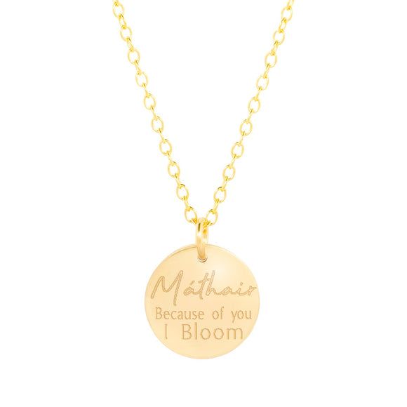 mathair bloom necklace from front in gold 