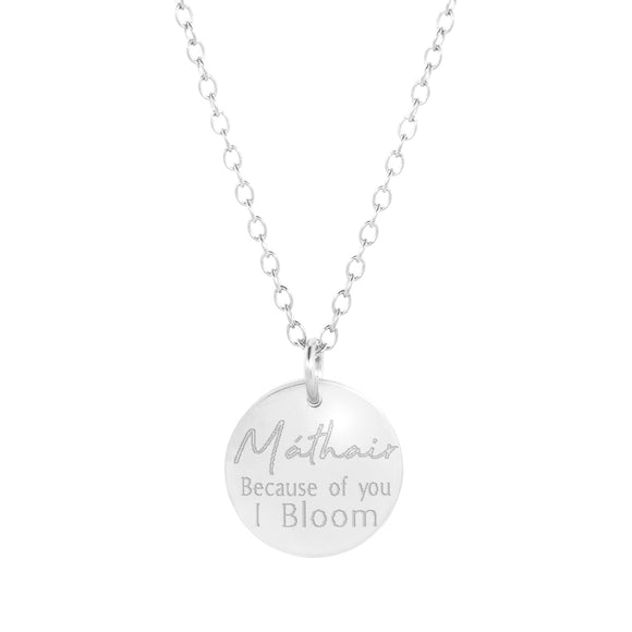 mathair bloom necklace in silver from front 