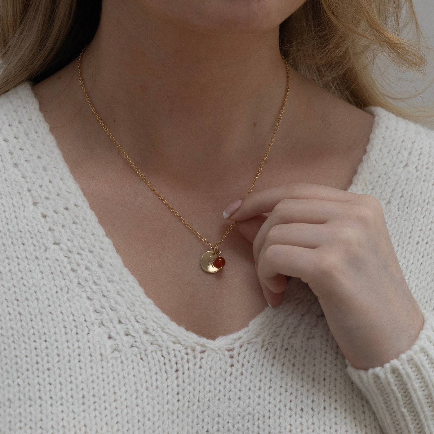 Gold Initial Necklace + Birthstone - Lulu + Belle Jewellery