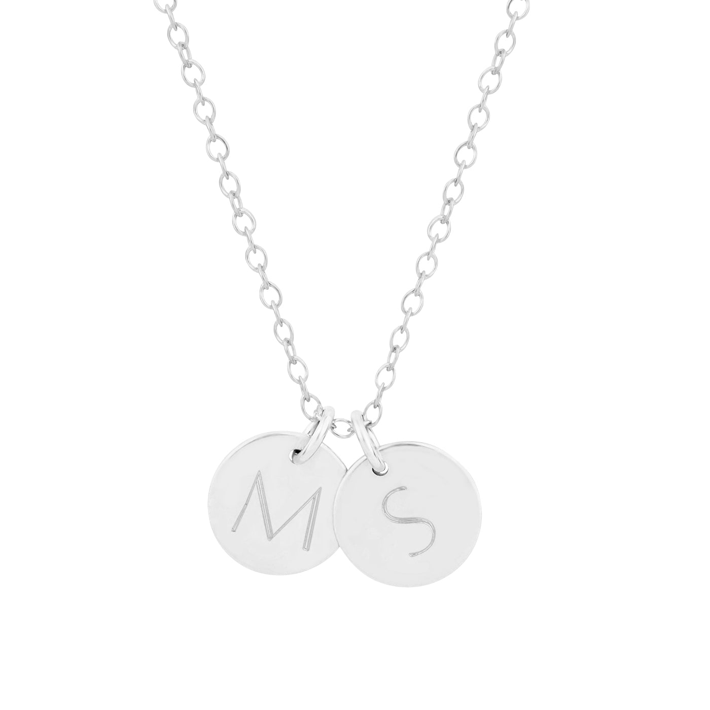 medium sterling silver initial disc with two or more discs 