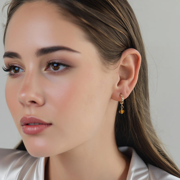 November Birthstone Hoop Earrings Gold