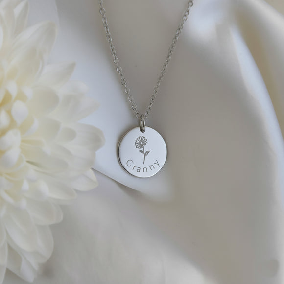 silver personalised necklace for grandmother 