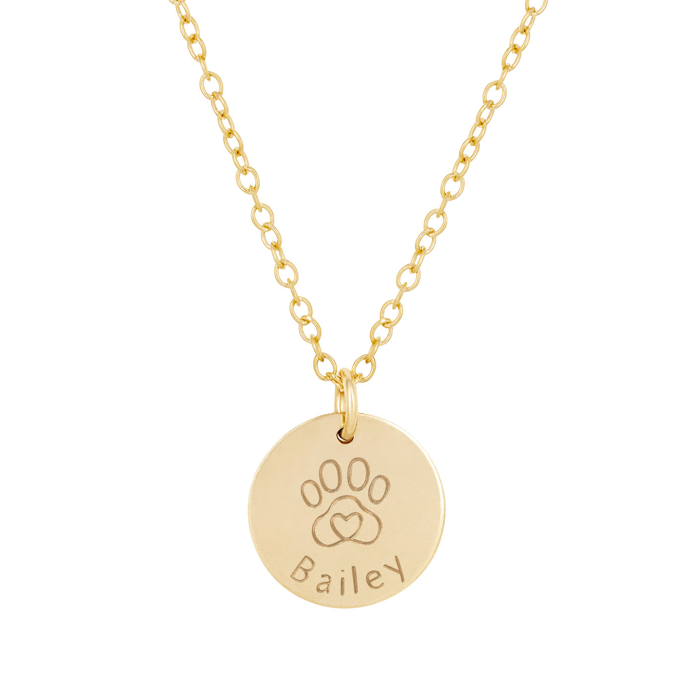 personalised paw necklace gold 