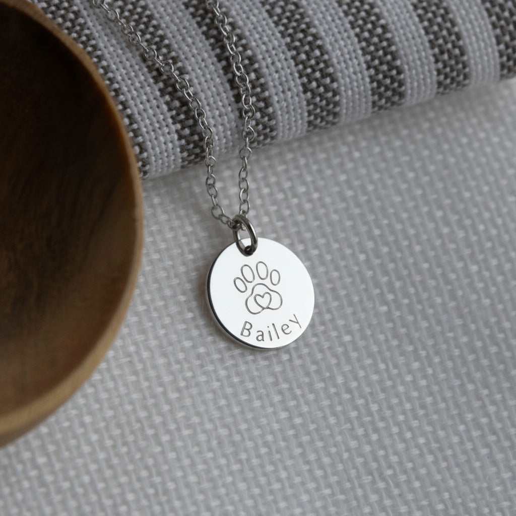 Personalised Paw Necklace Silver