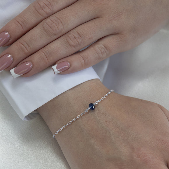 september birthstone bracelet silver with sapphire crystal 