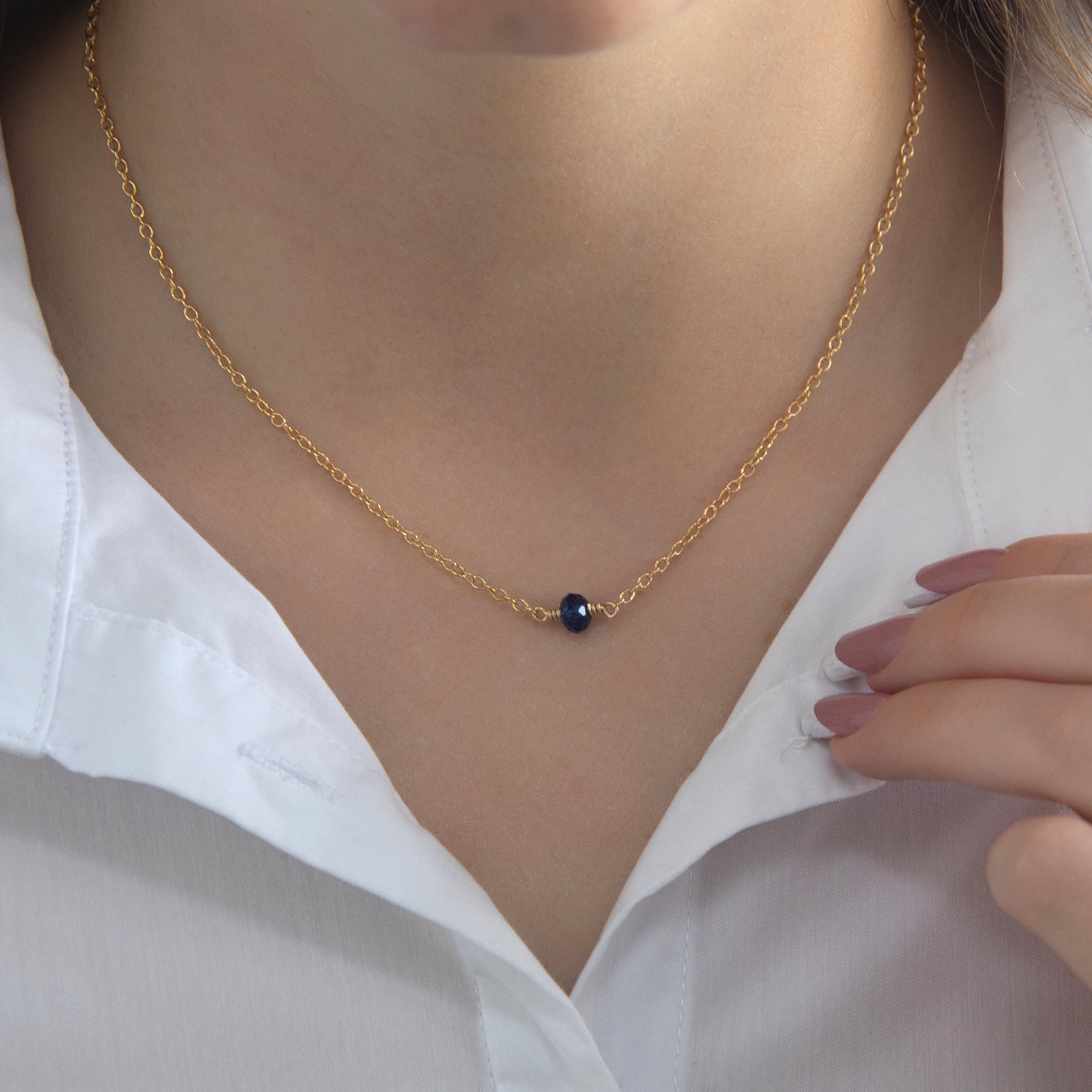 september birthstone necklace gold lifestyle 