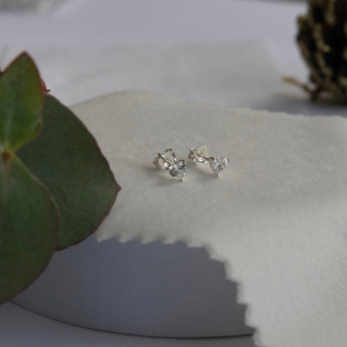 Silver Diamante Heart Studs - Lulu + Belle Jewellery