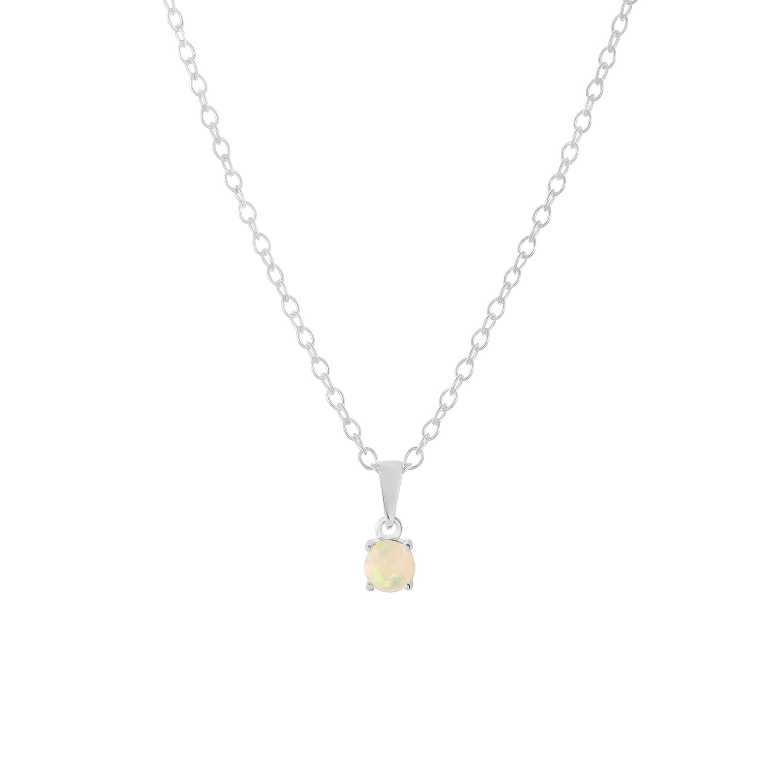 Sterling silver opal pendant necklace, October birthstone jewellery by Lulu + Belle