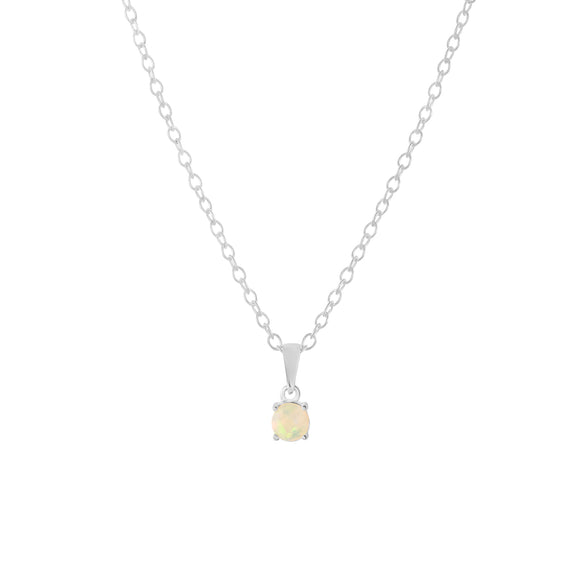 Sterling silver opal pendant necklace, October birthstone jewellery by Lulu + Belle