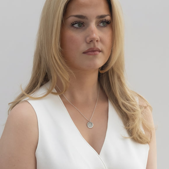 engraved edge personalised necklace silver 