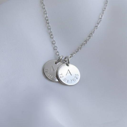 Silver Date and Initial Necklace - Lulu and Belle
