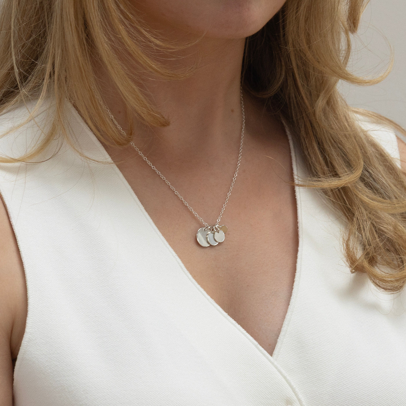 silver family initial necklace 