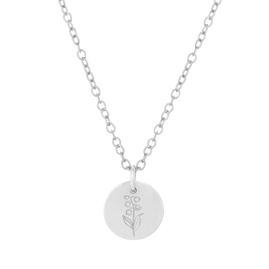 lily birthflower necklace silver 