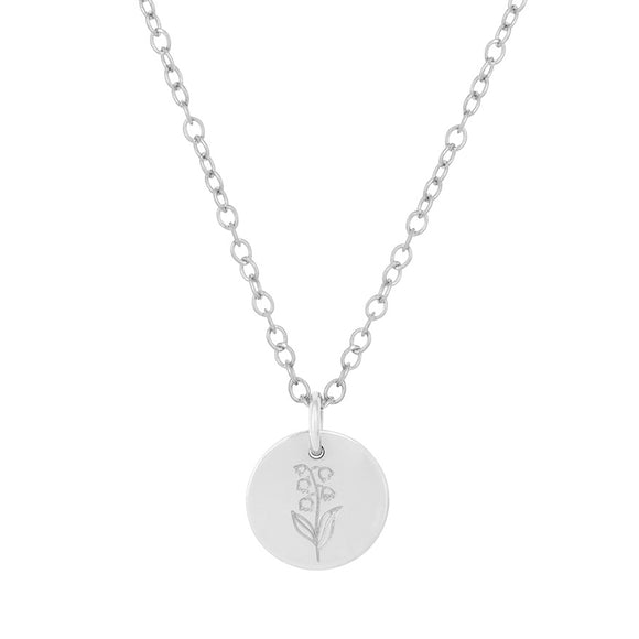 violet birthflower necklace silver 