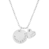 silver midi name necklace and heart 