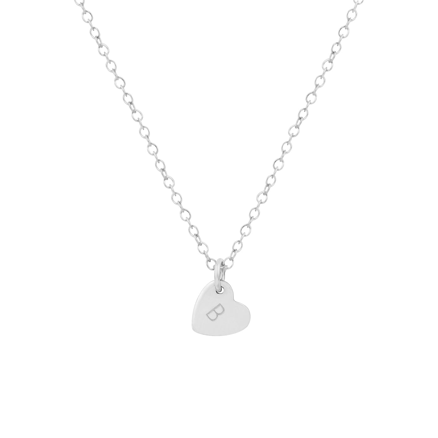 personalised heart initial necklace silver 