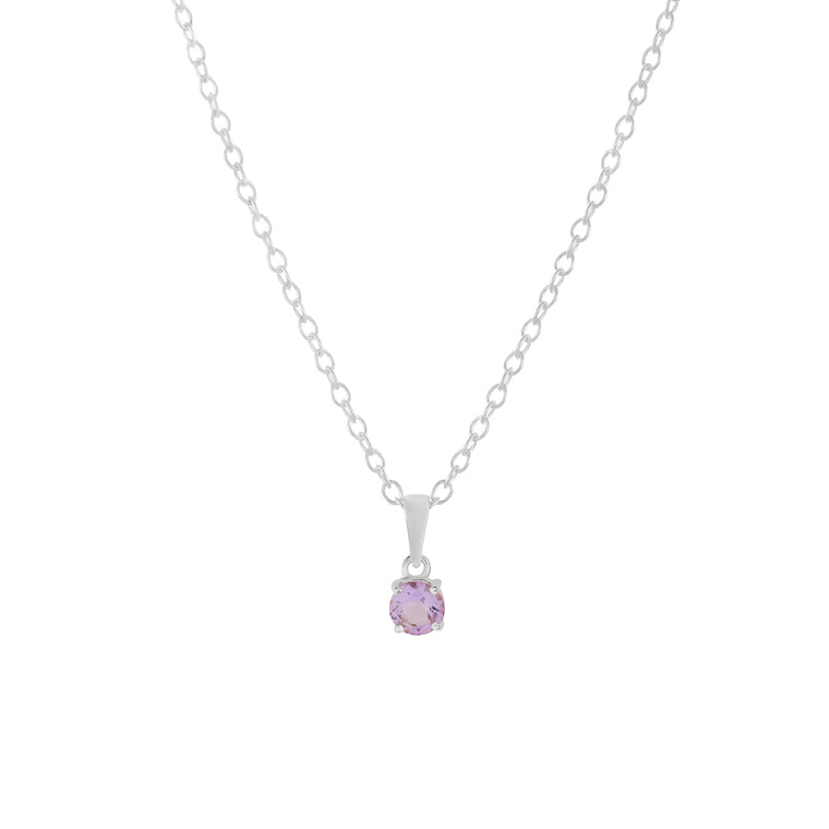 Sterling silver amethyst pendant necklace, February birthstone jewellery by Lulu + Belle