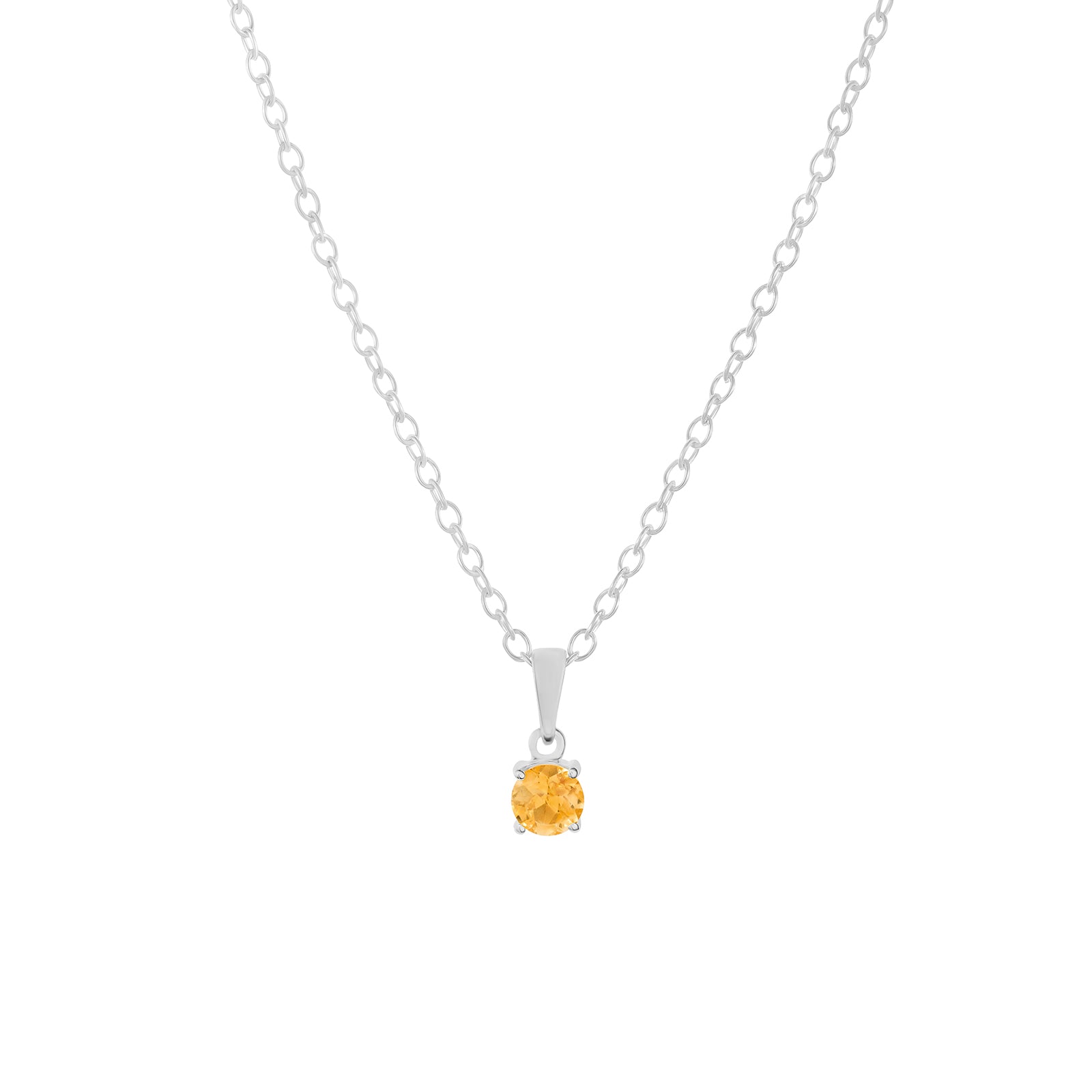 Sterling silver citrine pendant necklace, November birthstone jewellery by Lulu + Belle