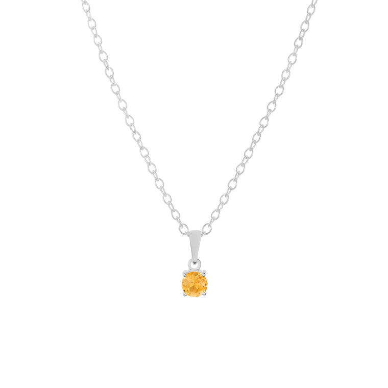 Sterling silver citrine pendant necklace, November birthstone jewellery by Lulu + Belle