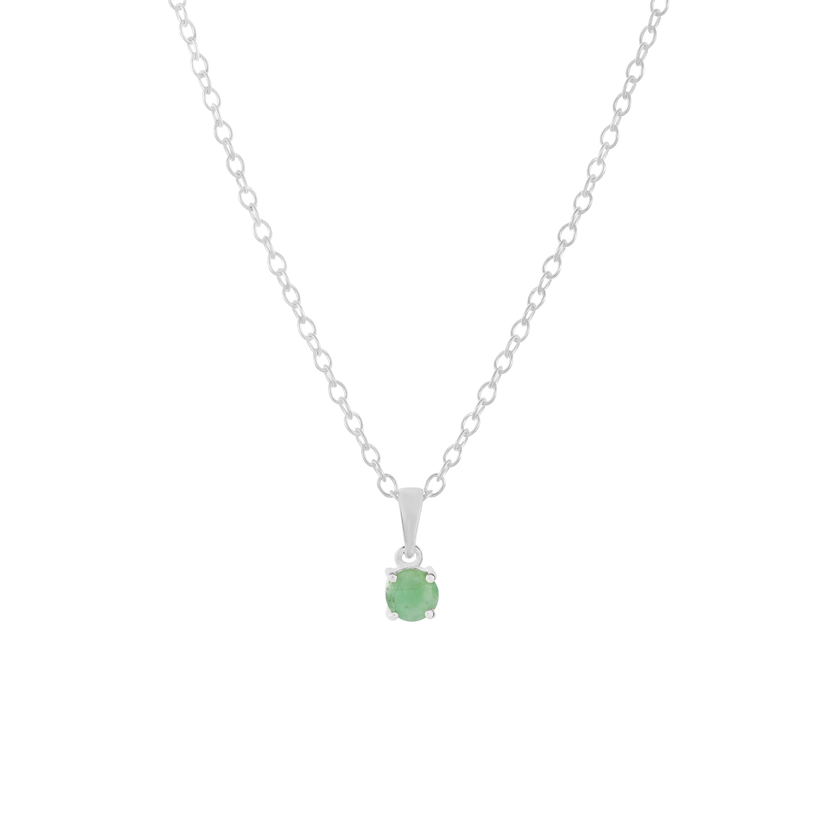 Sterling silver emerald pendant necklace, May birthstone jewellery by Lulu + Belle