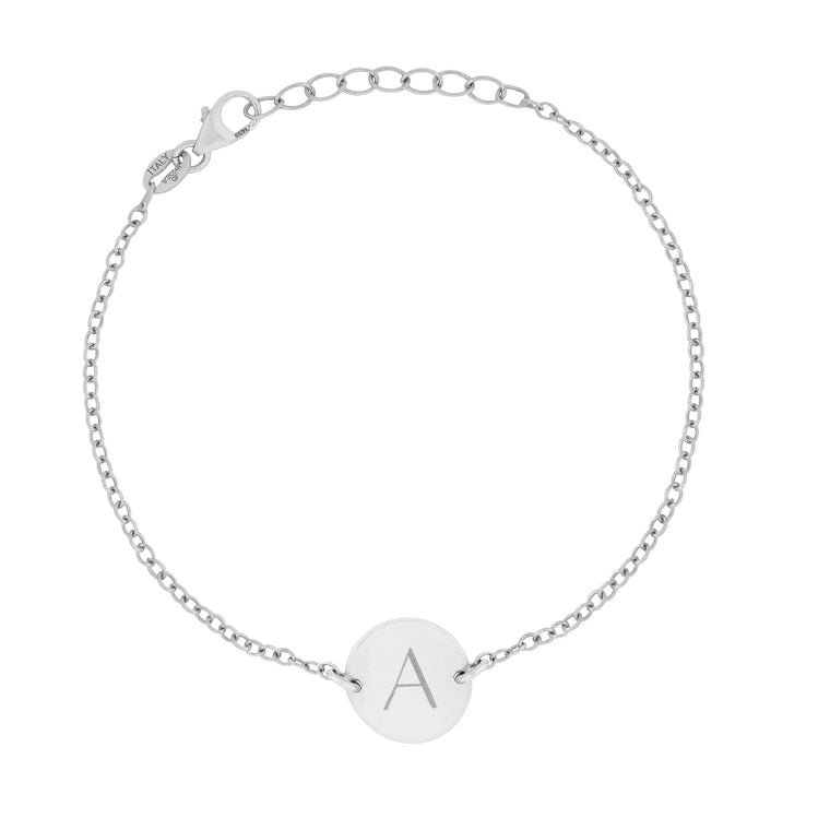 Sterling silver engraved initial bracelet handmade in Ireland – Lulu + Belle personalised jewellery