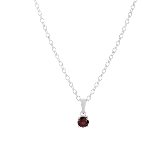 Sterling silver garnet pendant necklace, January birthstone jewellery by Lulu + Belle