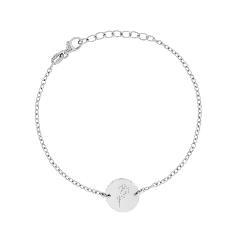 silver birth flower bracelet - march daffodil