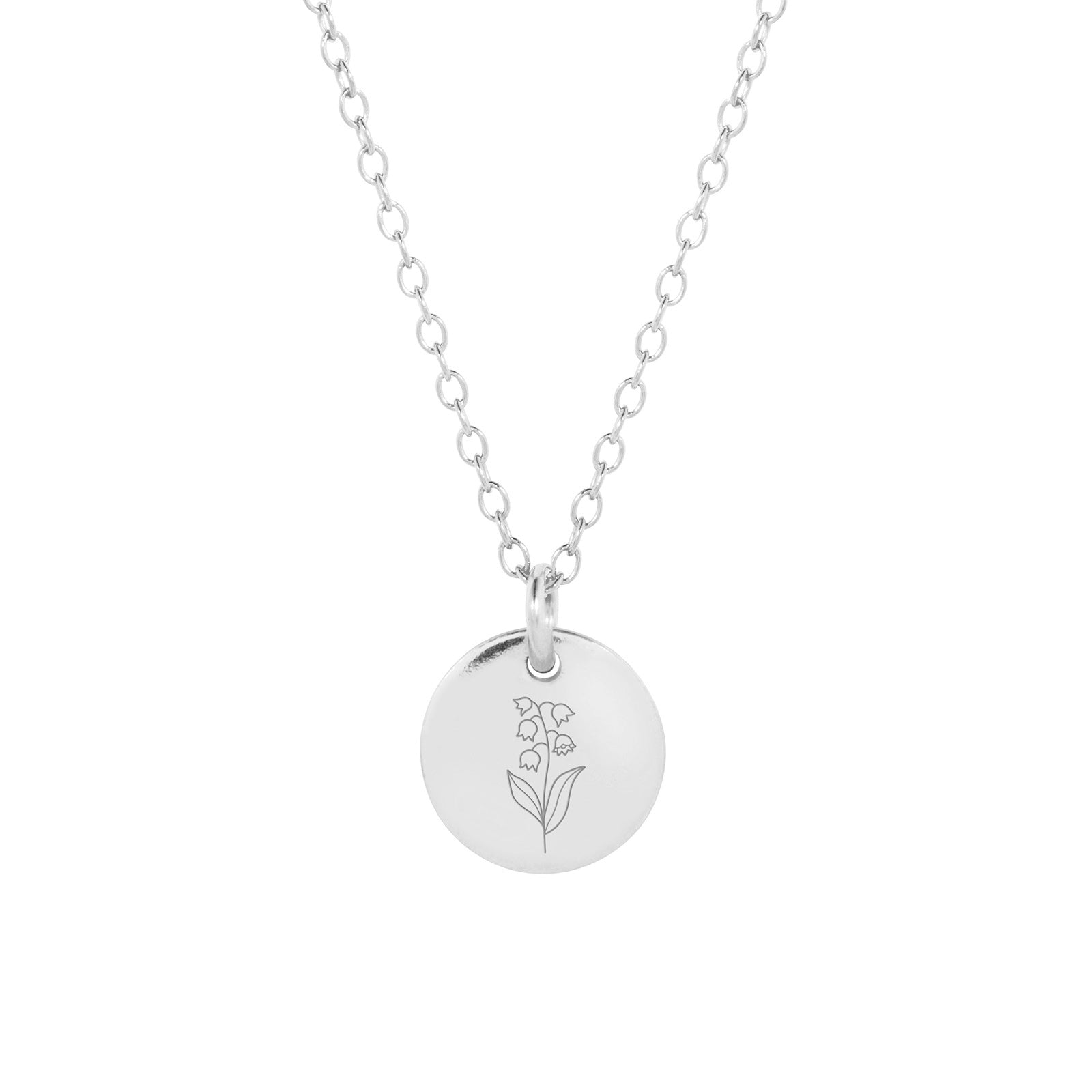 12mm silver birthflower necklace - may lily of the valley