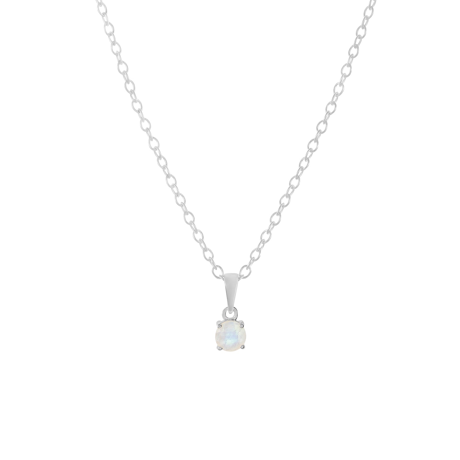 Sterling silver rainbow moonstone pendant necklace, June birthstone jewellery by Lulu + Belle