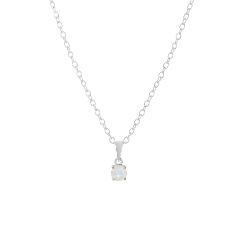 Sterling silver rainbow moonstone pendant necklace, June birthstone jewellery by Lulu + Belle