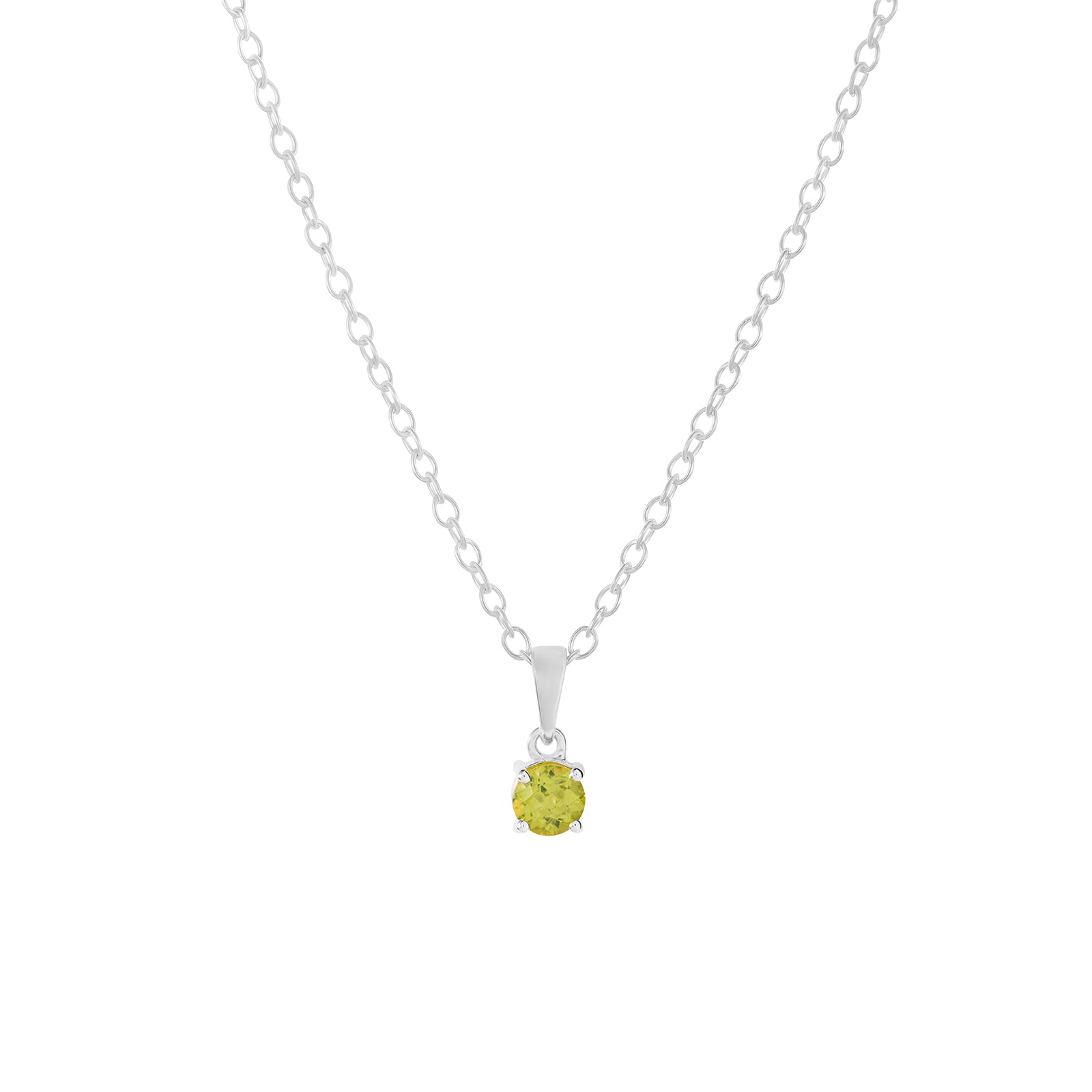 Sterling silver peridot pendant necklace, August birthstone jewellery by Lulu + Belle