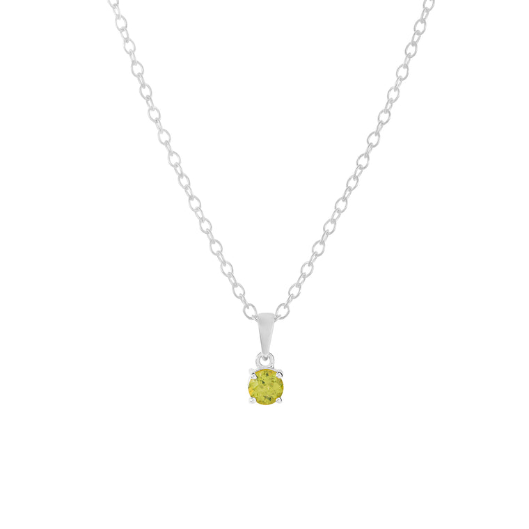Sterling silver peridot pendant necklace, August birthstone jewellery by Lulu + Belle
