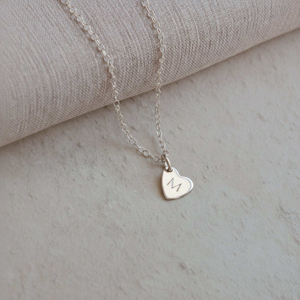 personalised small heart necklace. lulu and belle