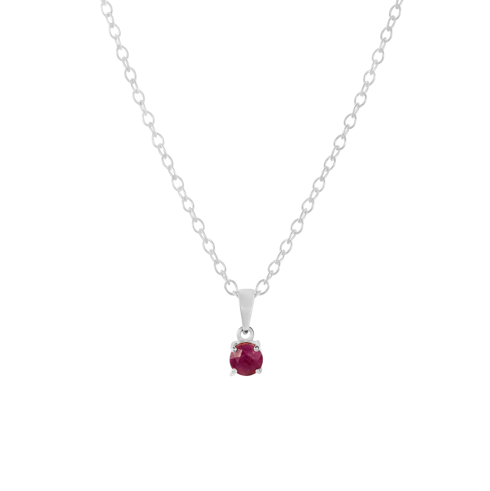 Sterling silver ruby pendant necklace, July birthstone jewellery by Lulu + Belle
