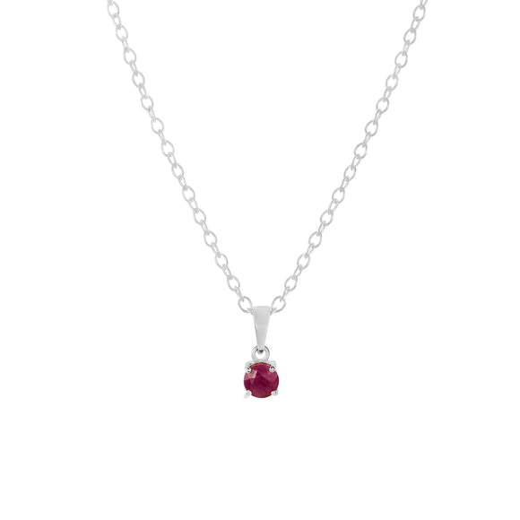 Sterling silver ruby pendant necklace, July birthstone jewellery by Lulu + Belle