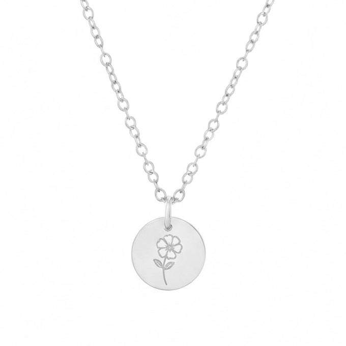 violet birthflower necklace silver 