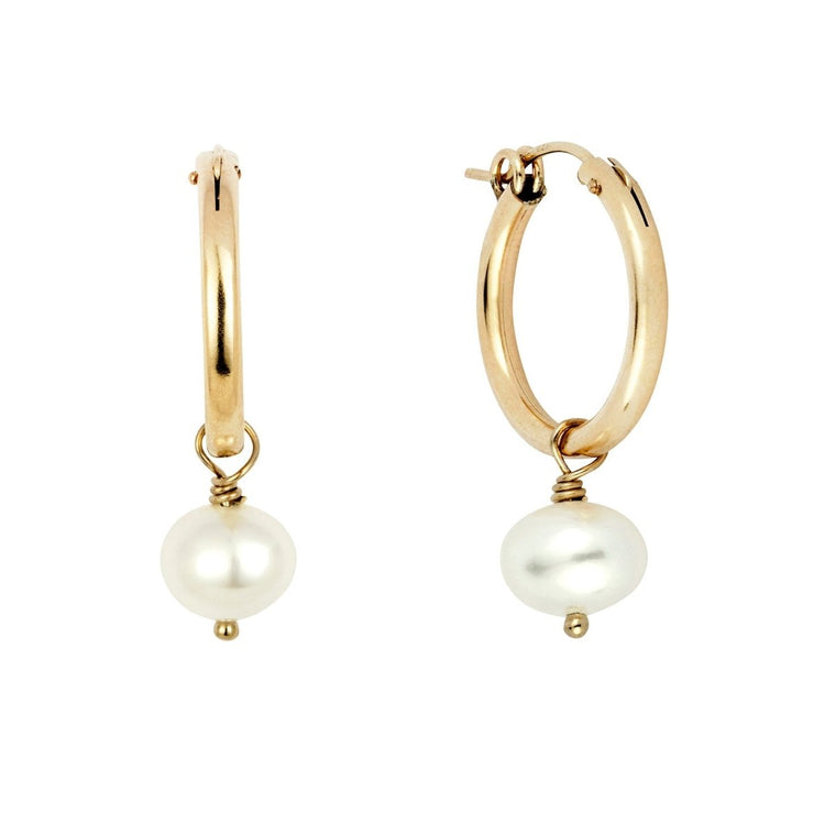 AVA Pearl Hoops Gold or Silver - Lulu + Belle Jewellery