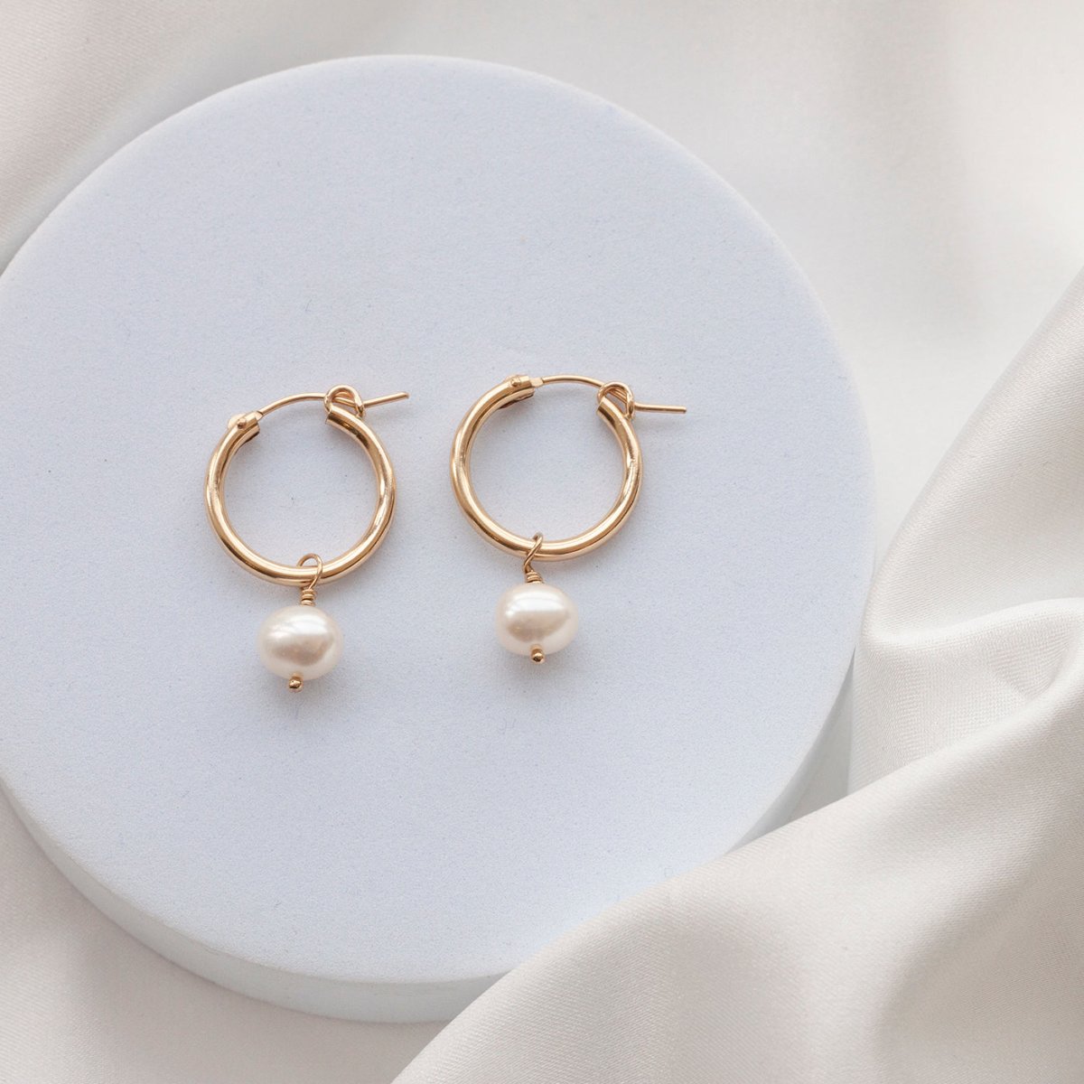 AVA Pearl Hoops Gold or Silver - Lulu + Belle Jewellery