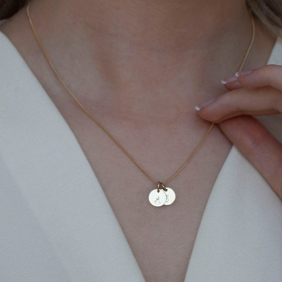 Dainty 9kt Solid Gold Initials Necklace in Script - Lulu + Belle Jewellery