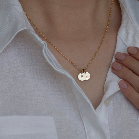 Dainty Gold Initial Necklace Two or More Discs - Lulu + Belle Jewellery