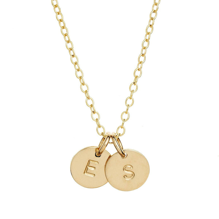 Dainty Gold Initial Necklace Two or More Discs - Lulu + Belle Jewellery