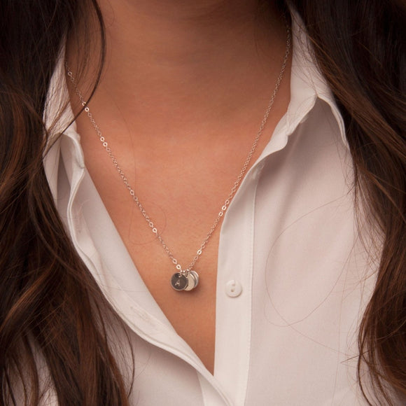 Dainty Sterling Silver Initials Necklace Two or More Discs product shot