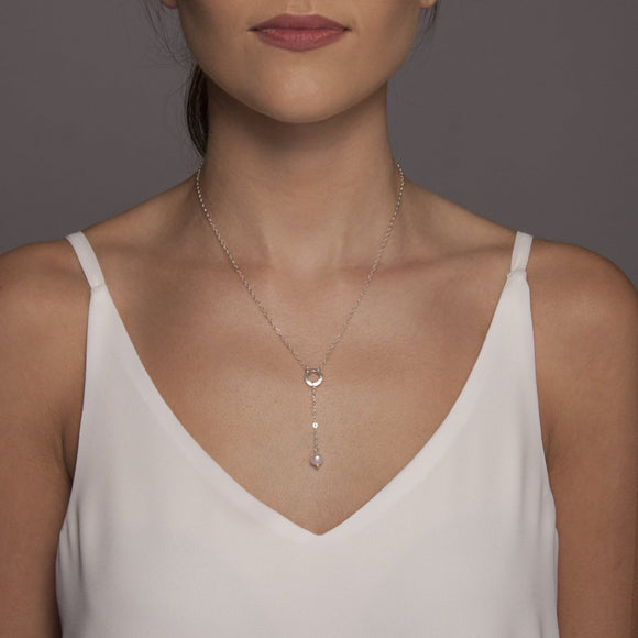 Freshwater Pearl Drop Necklace Silver - Lulu + Belle Jewellery