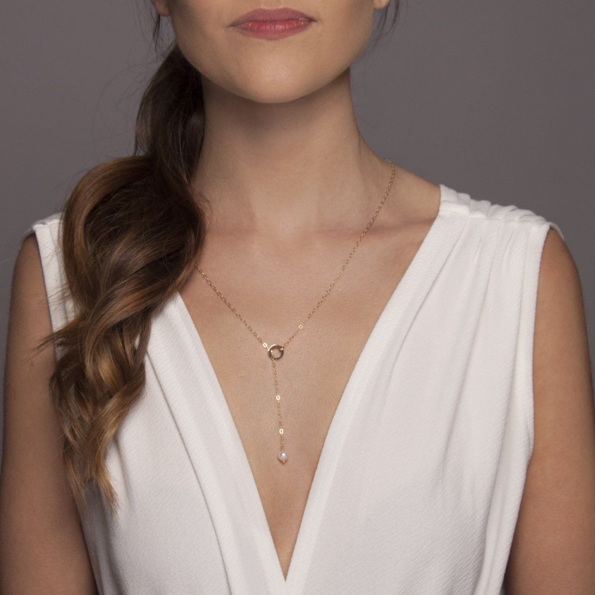 Freshwater Pearl Lariat Gold - Lulu + Belle Jewellery
