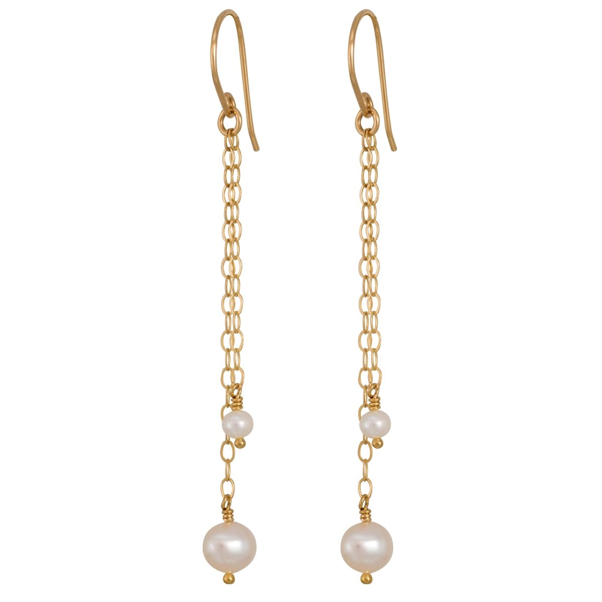 Gold Long Freshwater Pearl Earrings - Lulu + Belle Jewellery